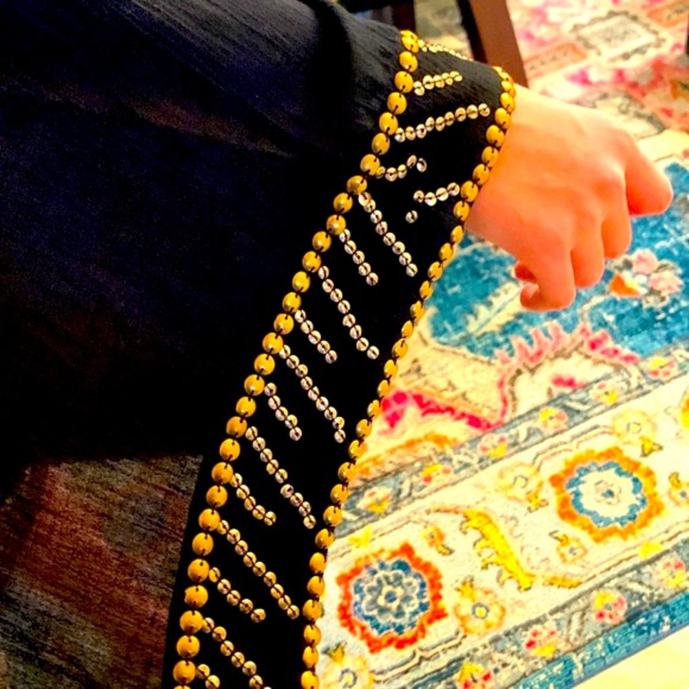 Studded black mini wrap dress